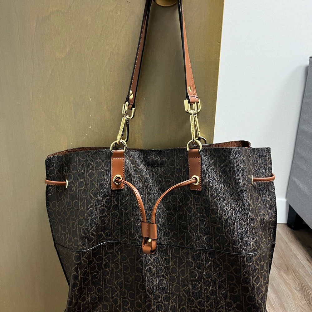 Calvin Klein Black and Brown Monogram Tote